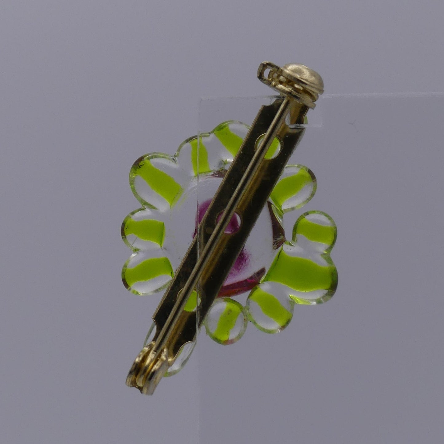 Broche vert rose