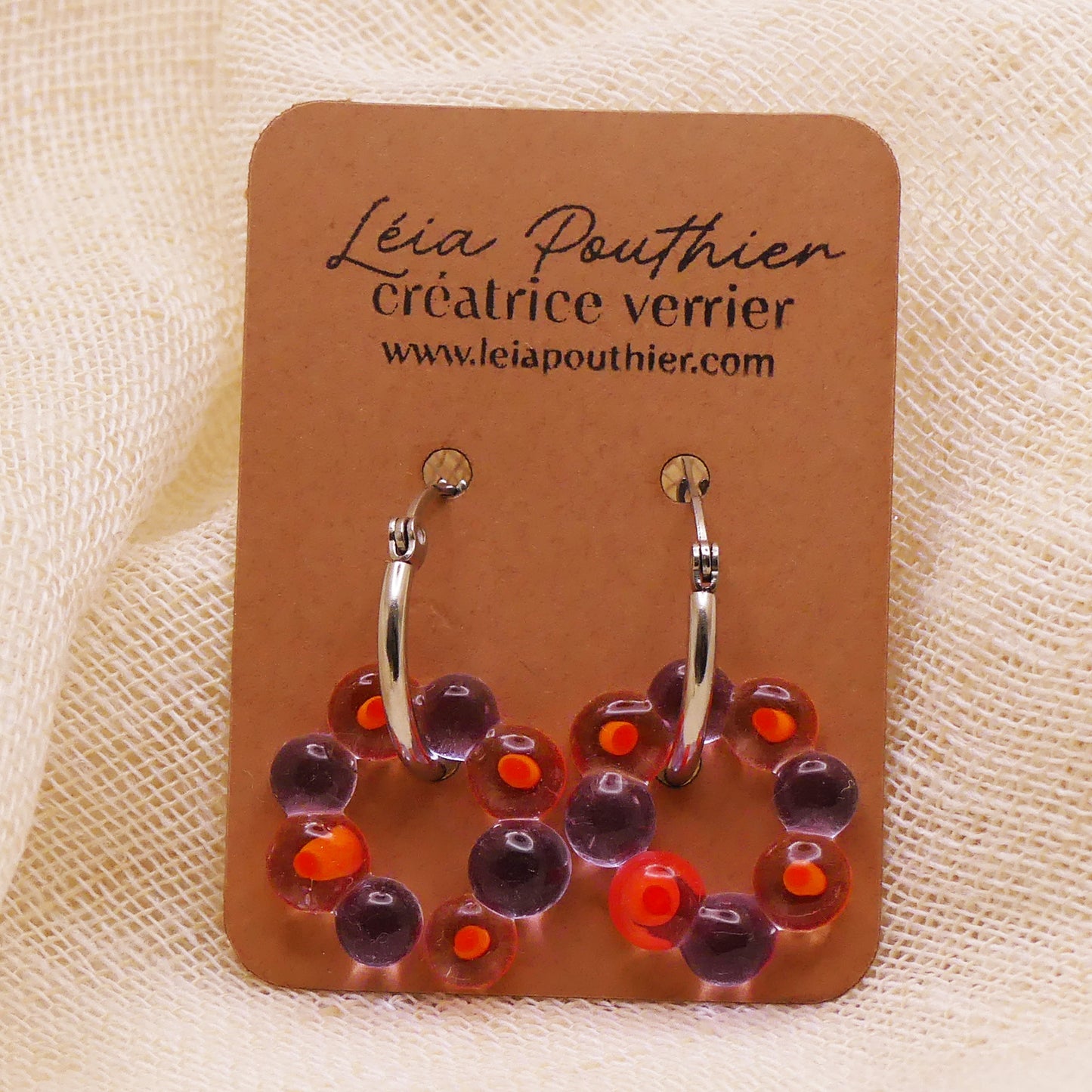 Boucles d'oreilles oranges violettes