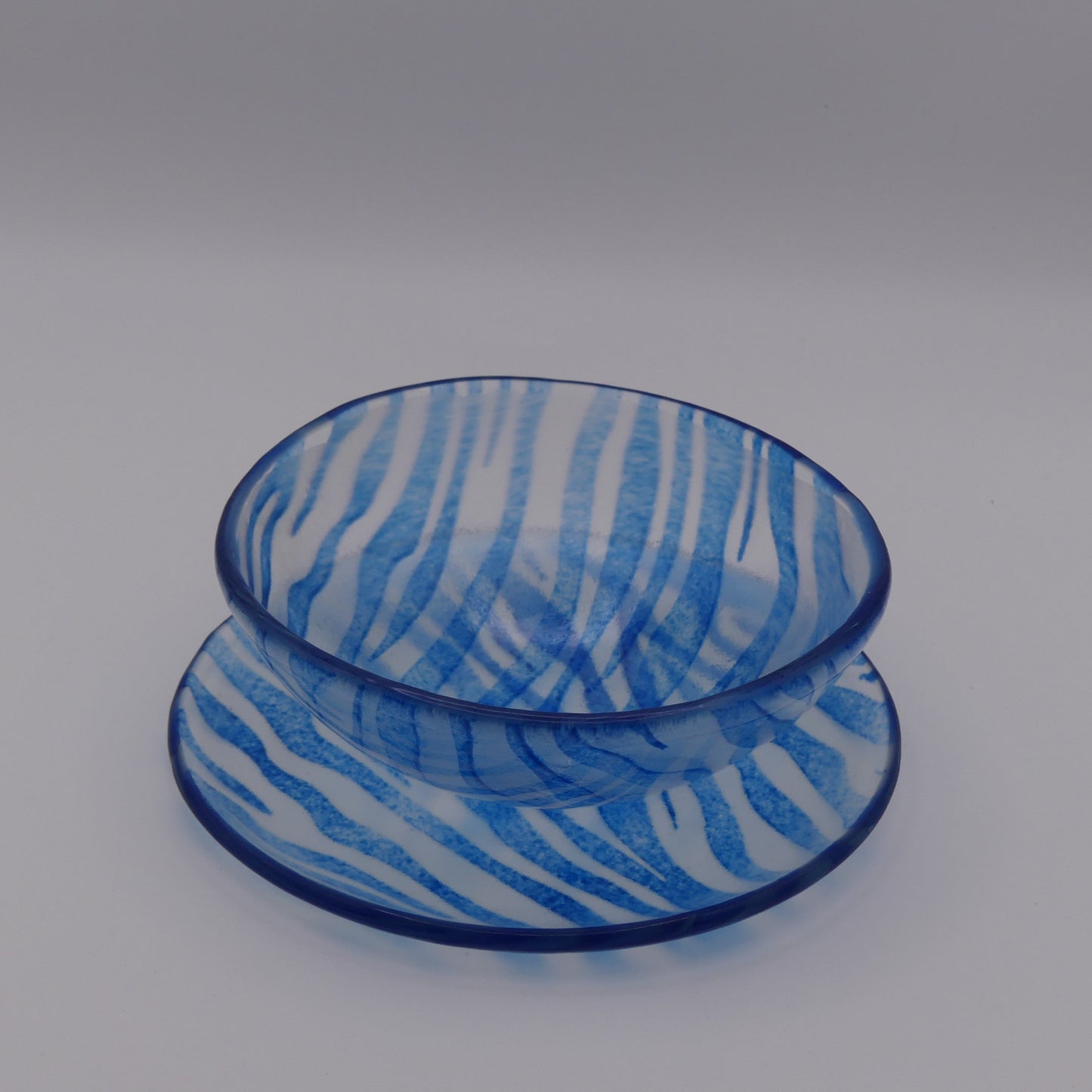 Assiette à thé zèbre bleu