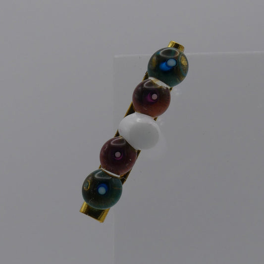 Broche bleu blanc rose
