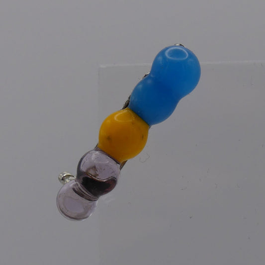 Broche bleu jaune rose