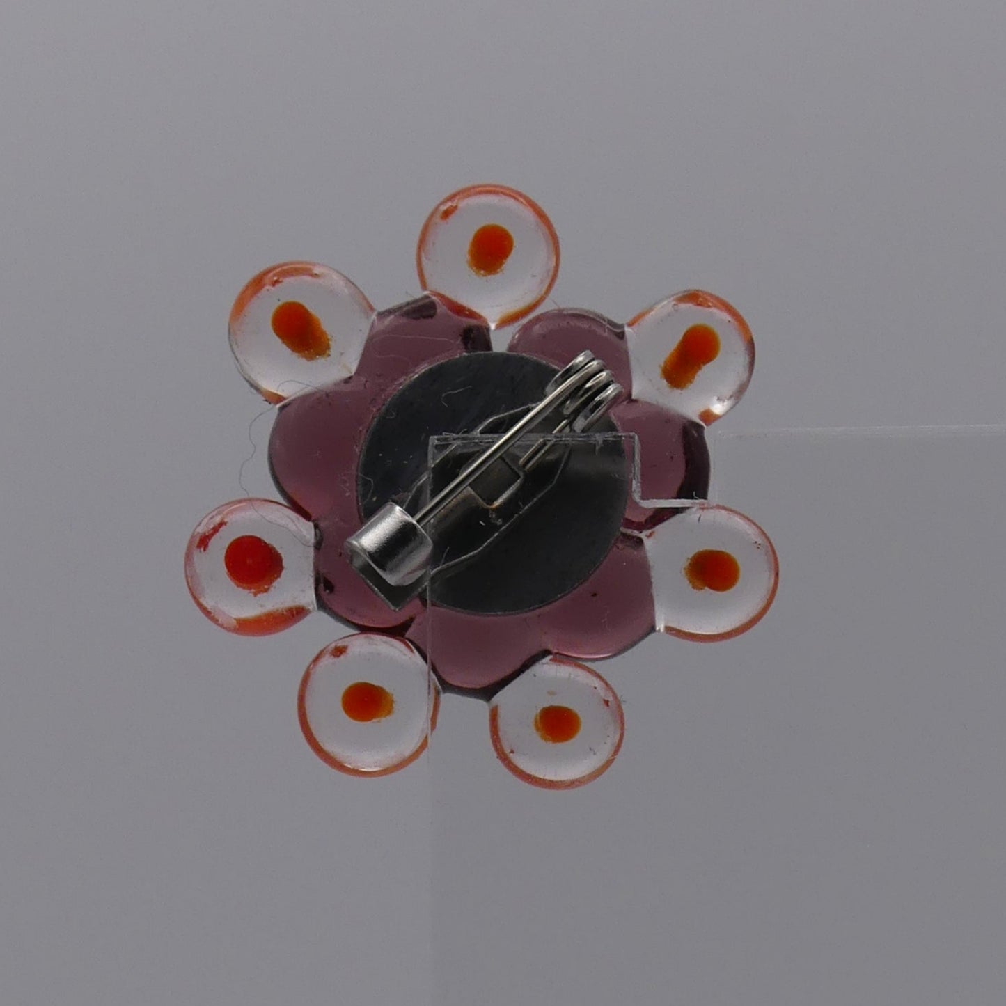 Broche orange violet transparent