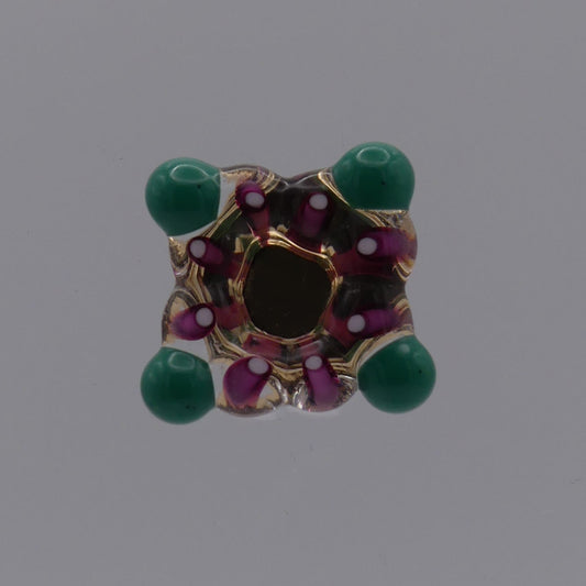 Broche vert rose