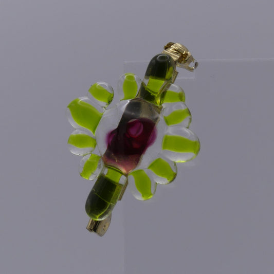 Broche vert rose