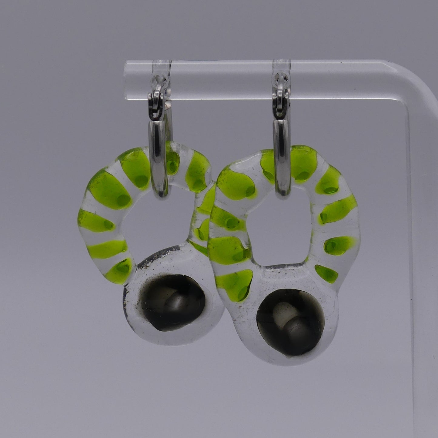 Boucles d'oreilles vert noir