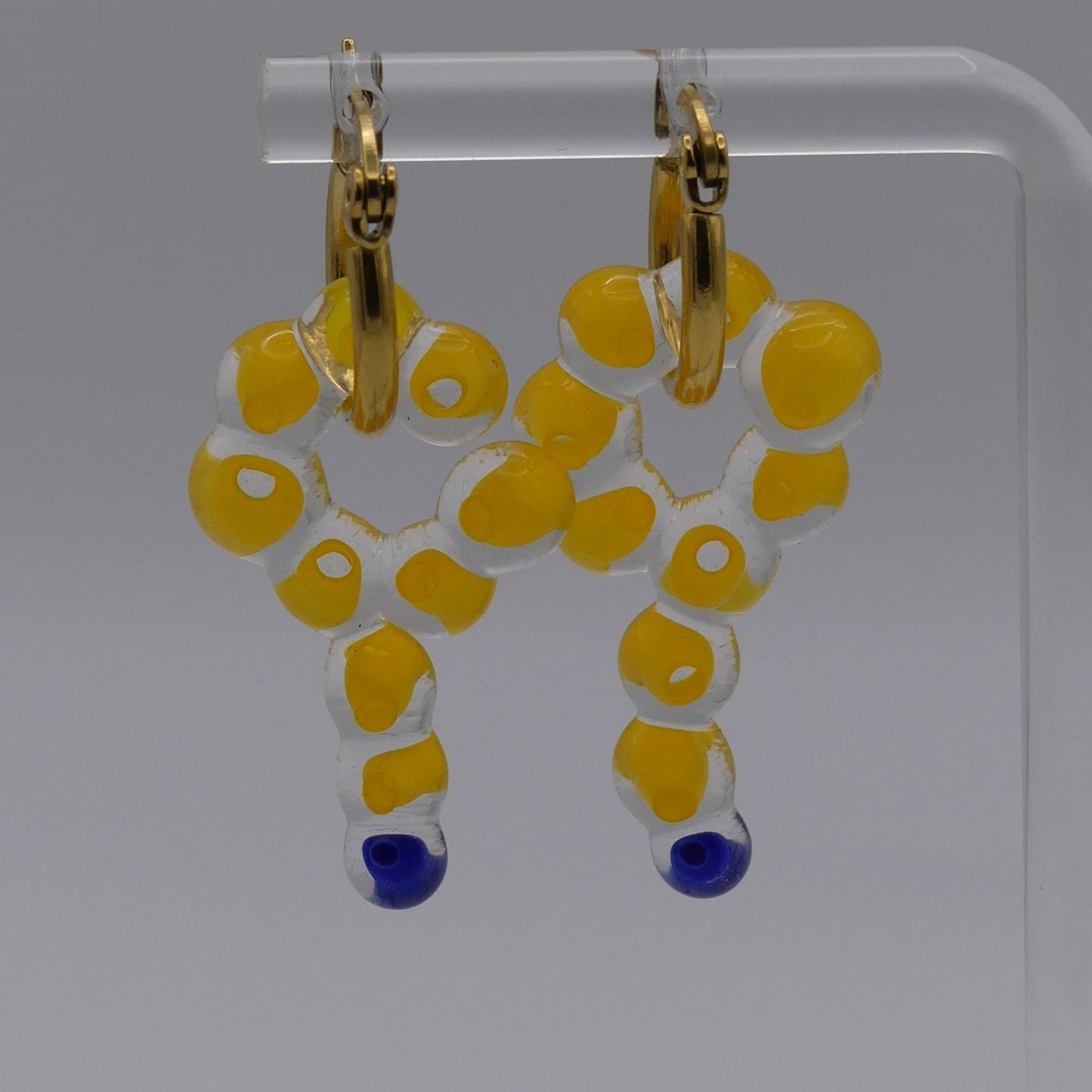 Boucles d'oreilles jaune bleu