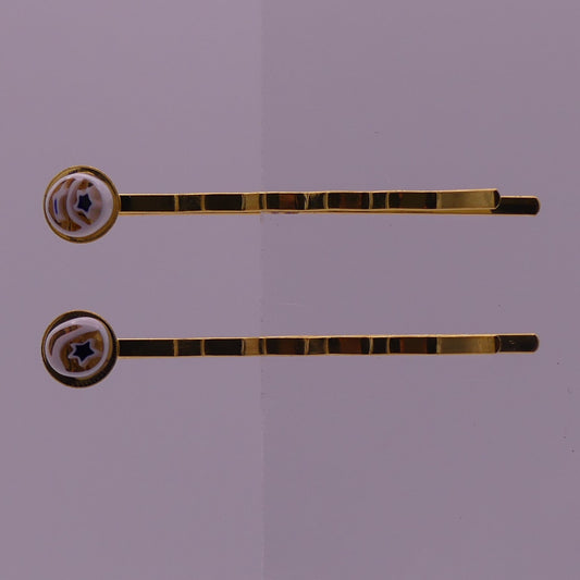 Pinces à cheveux blanc et bleu