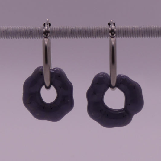 Boucles d'oreilles violet argenté