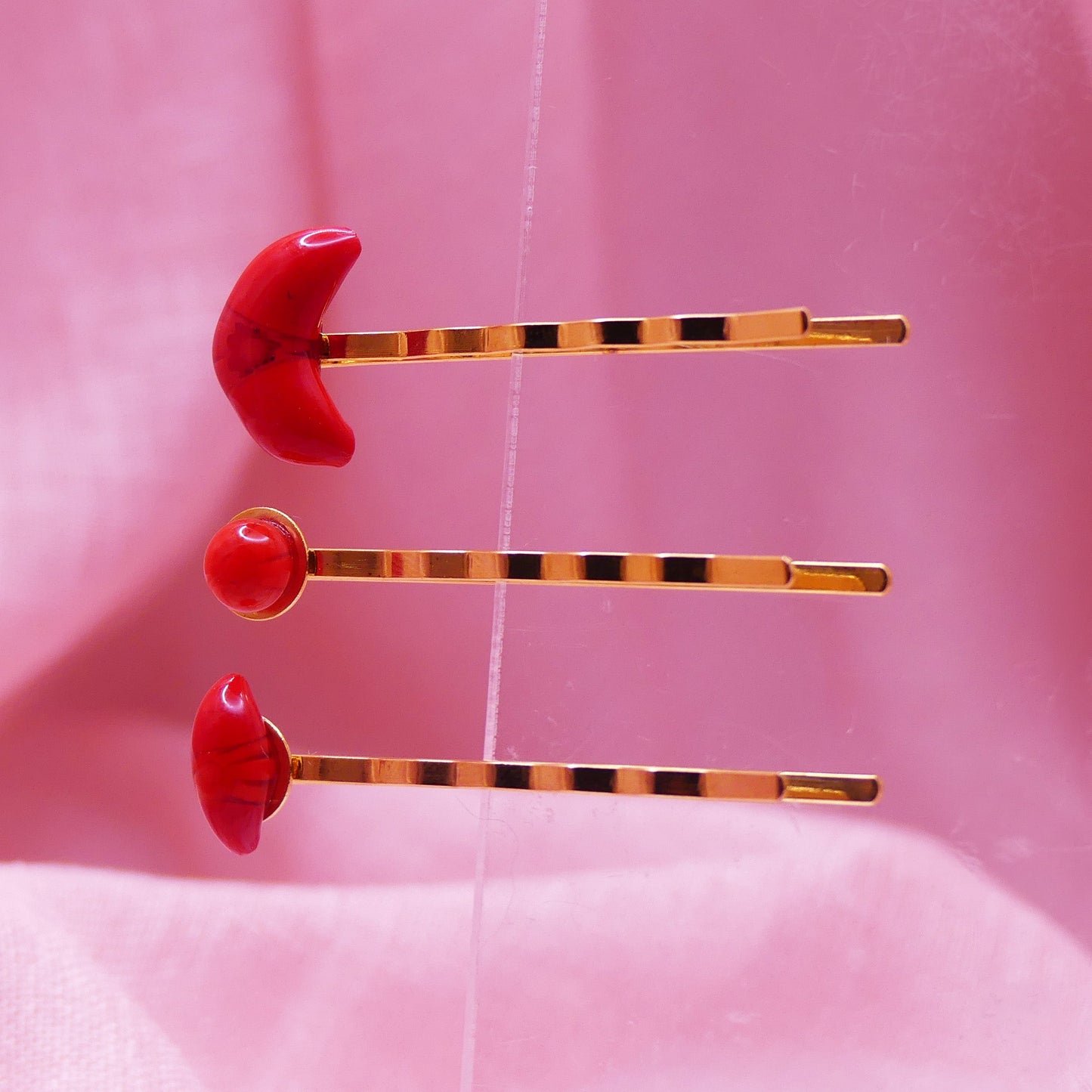 Pinces à cheveux cerise