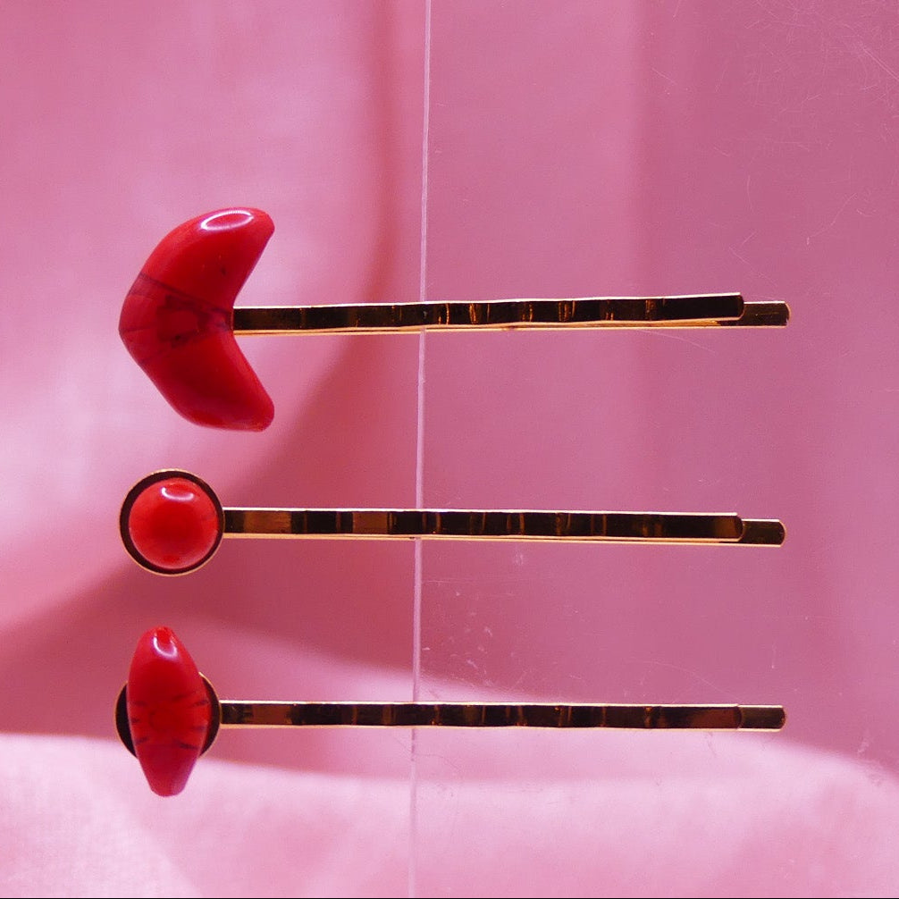 Pinces à cheveux cerise