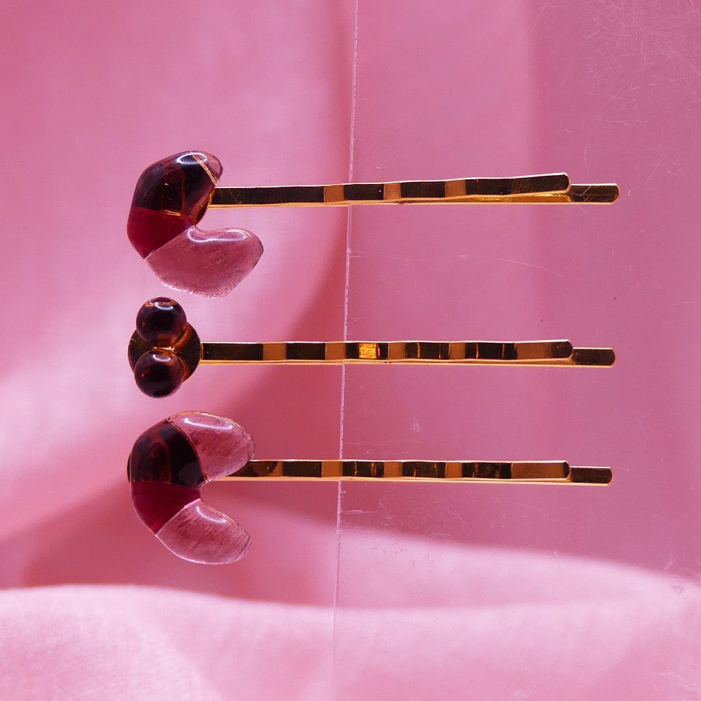 Pinces à cheveux prune