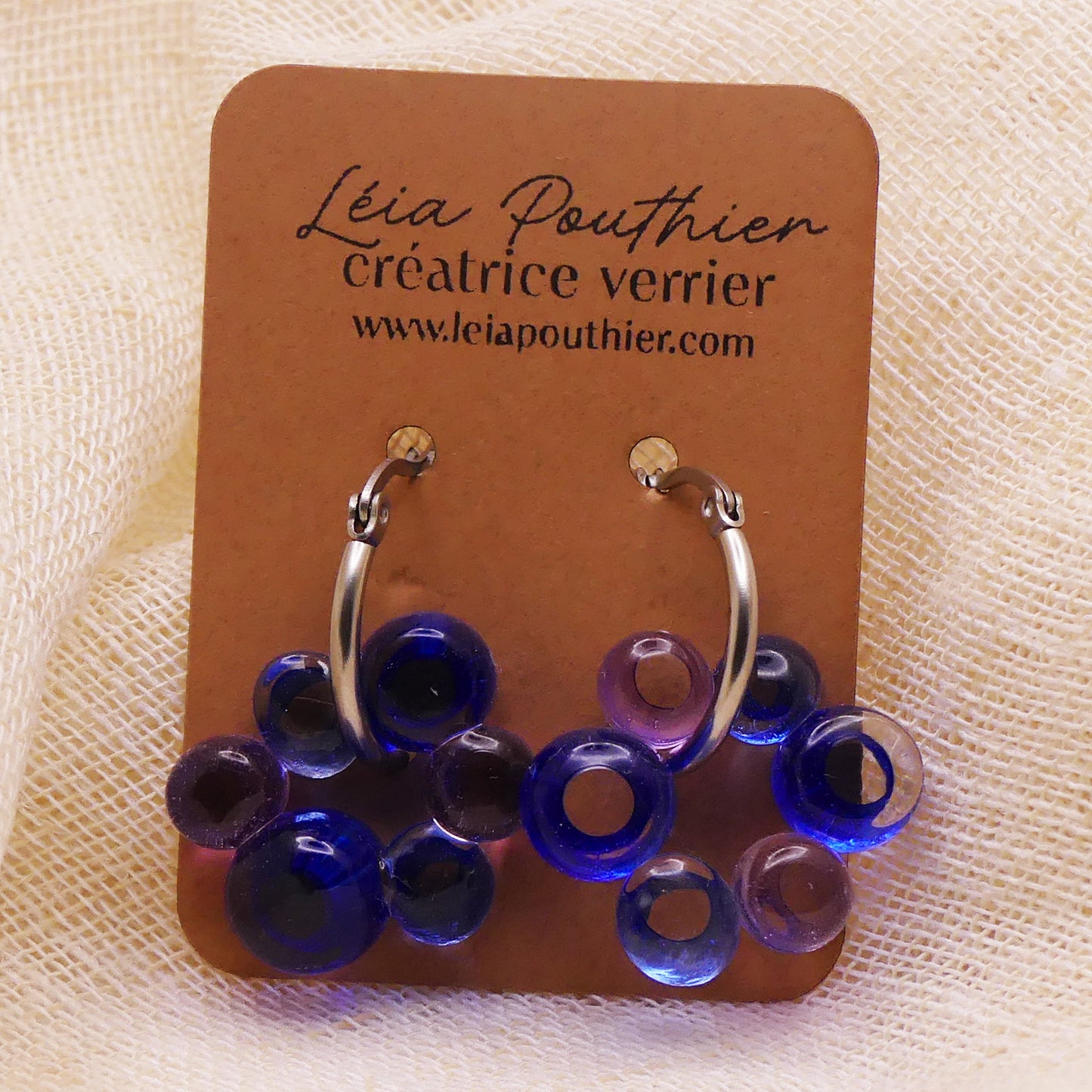 Boucles d'oreilles bleues violettes