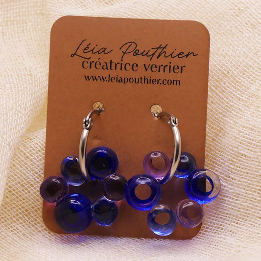 Boucles d'oreilles bleues violettes