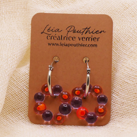 Boucles d'oreilles oranges violettes