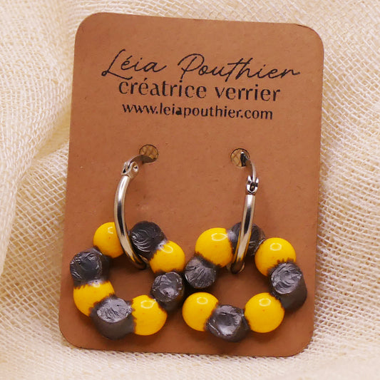 Boucles d'oreilles jaune et argenté