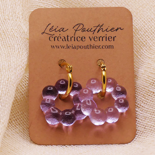 Boucles d'oreilles violettes transparentes