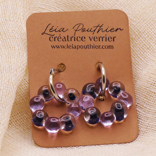 Boucles d'oreilles aventurine violette
